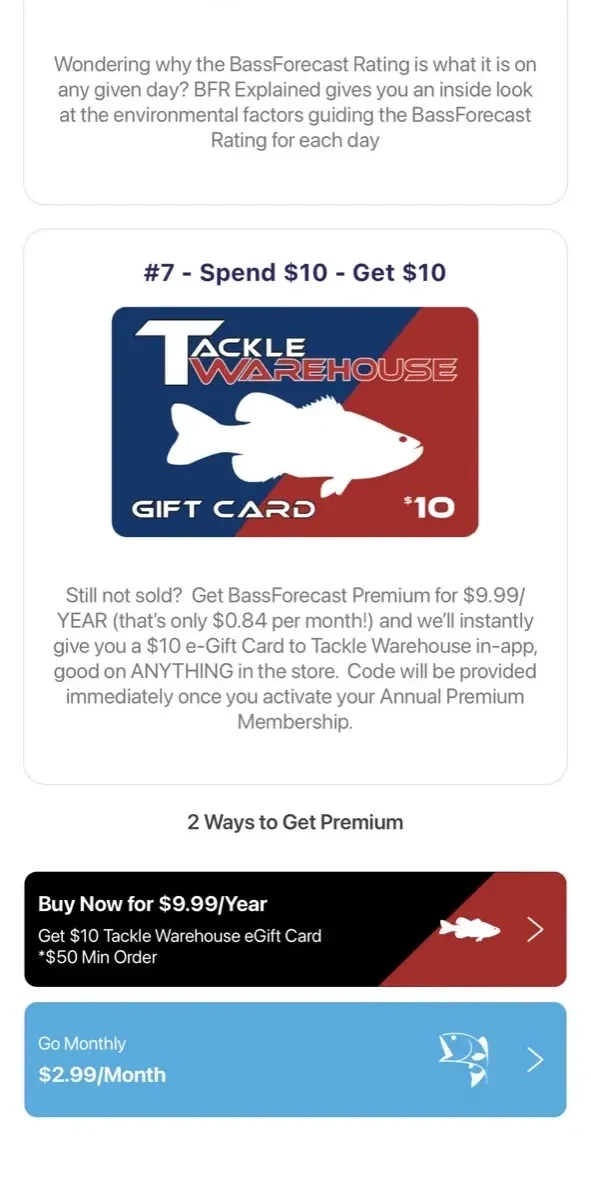 BassForecast paywall screen