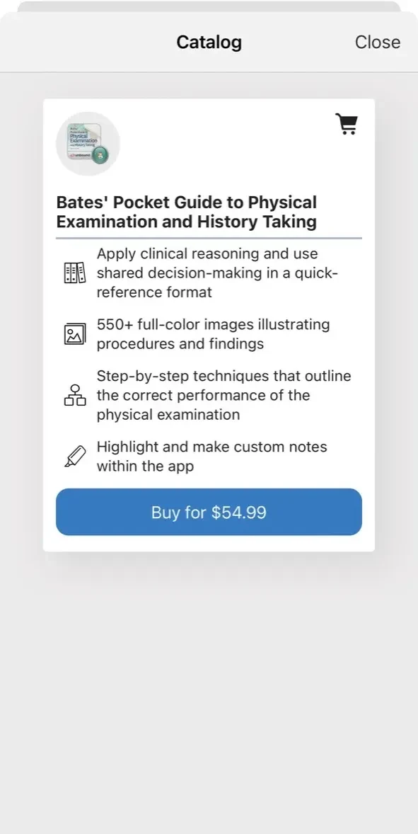 Bates' Pocket Guide paywall screen
