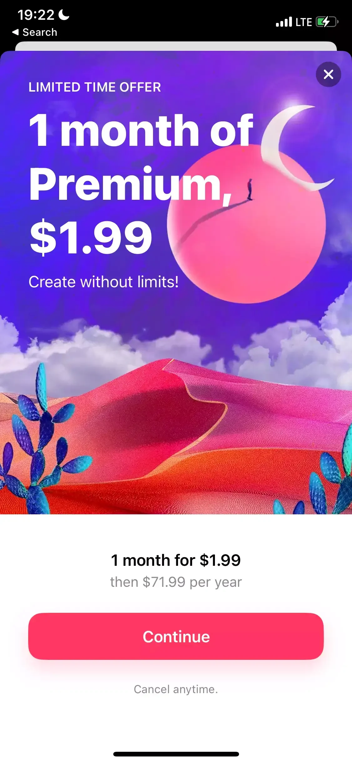 Bazaart paywall screen