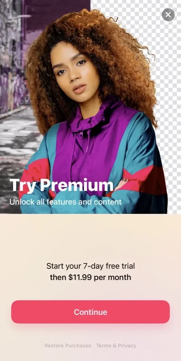 Bazaart paywall screen