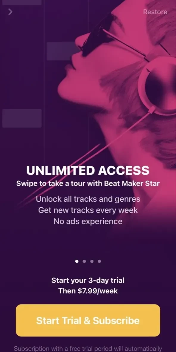 Beat Maker Star paywall screen