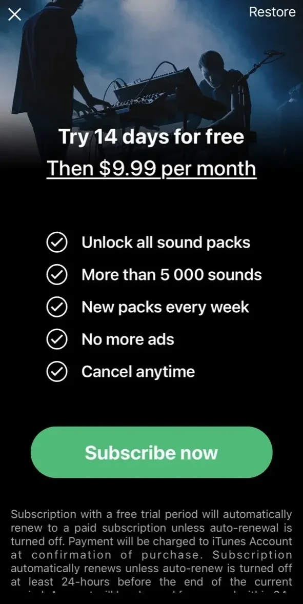 Beat Snap paywall screen