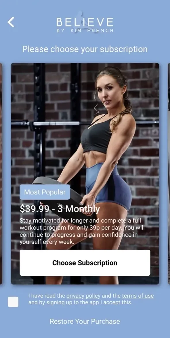 Believe paywall screen