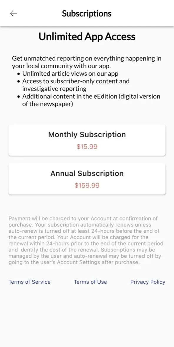 Belleville News Democrat News paywall screen