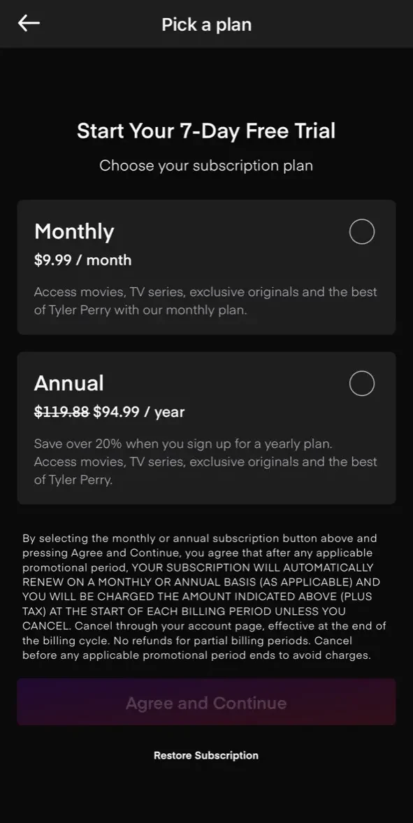 BET+ paywall screen