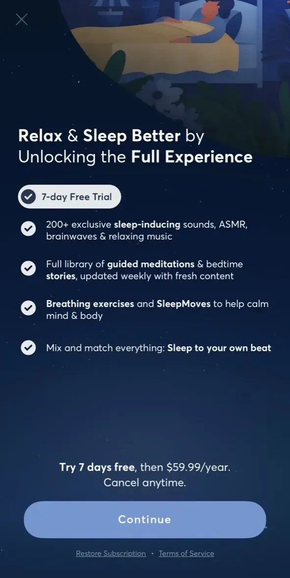 BetterSleep paywall screen