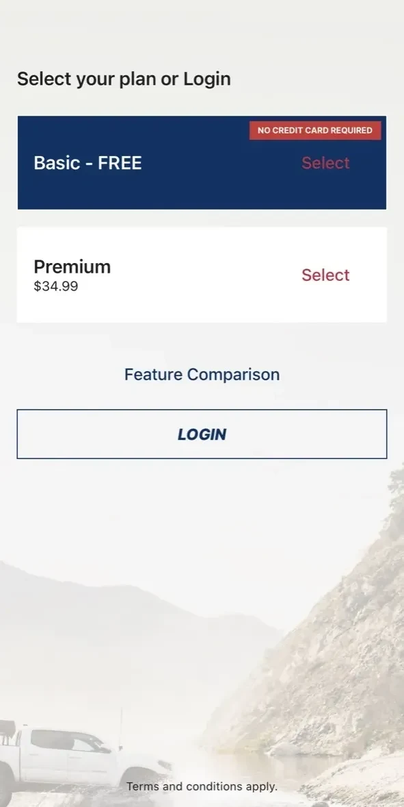 BFGoodrich OnTrail paywall screen