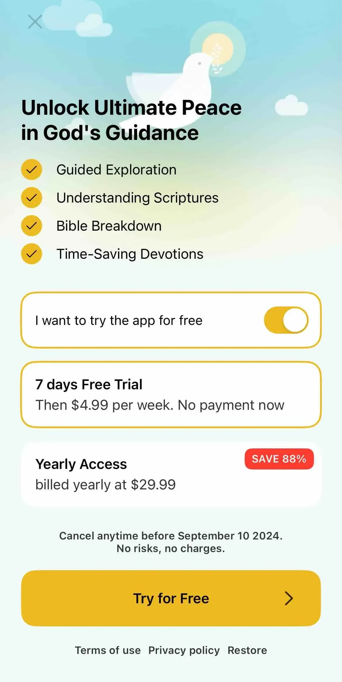 Bible Chat paywall screen