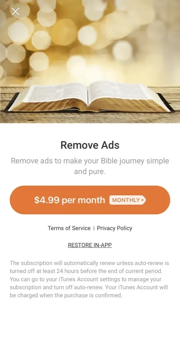 Bible paywall screen