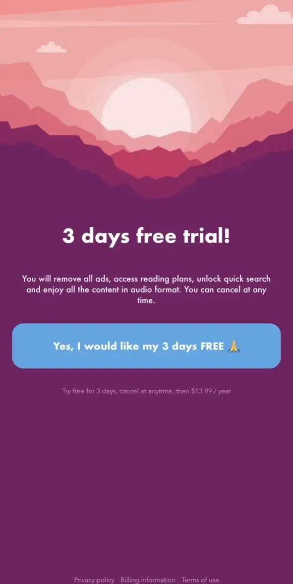 Bible Devotions Daily paywall screen