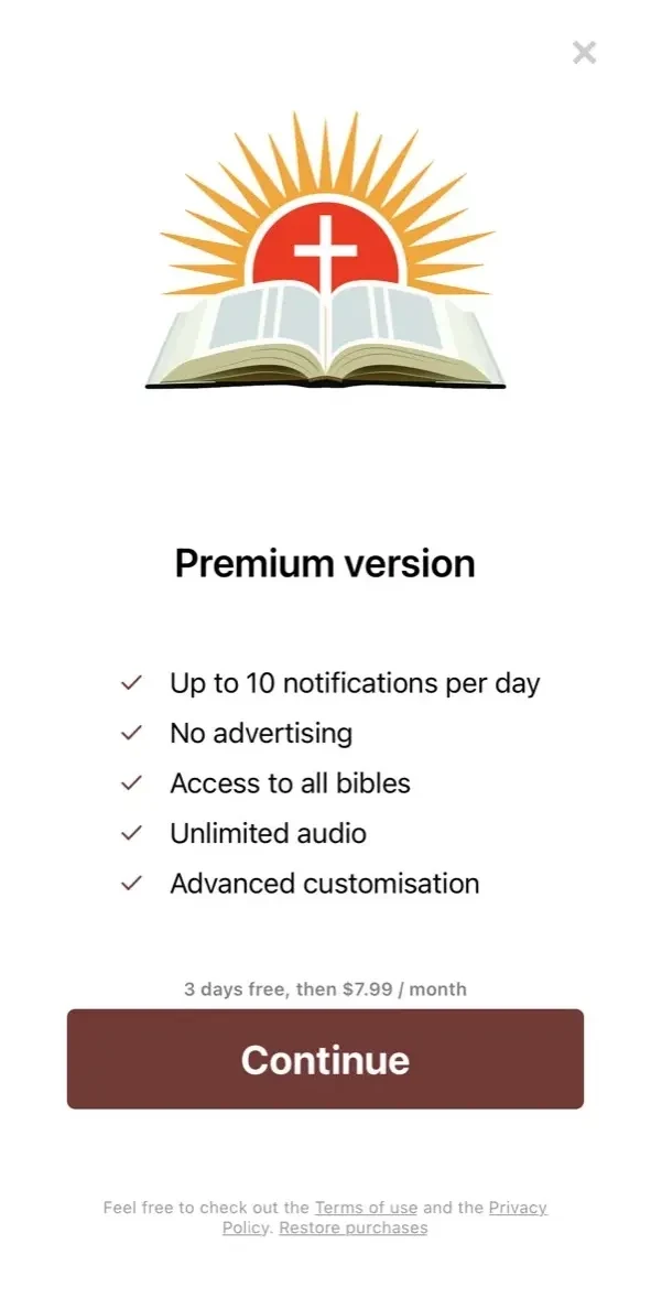 Bible paywall screen