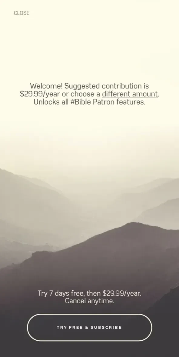 #Bible paywall screen