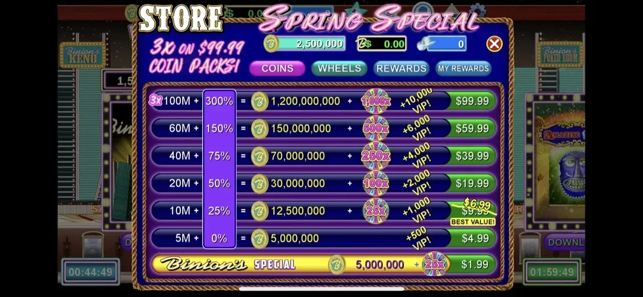 Binions/Four Queens Game Quest paywall screen