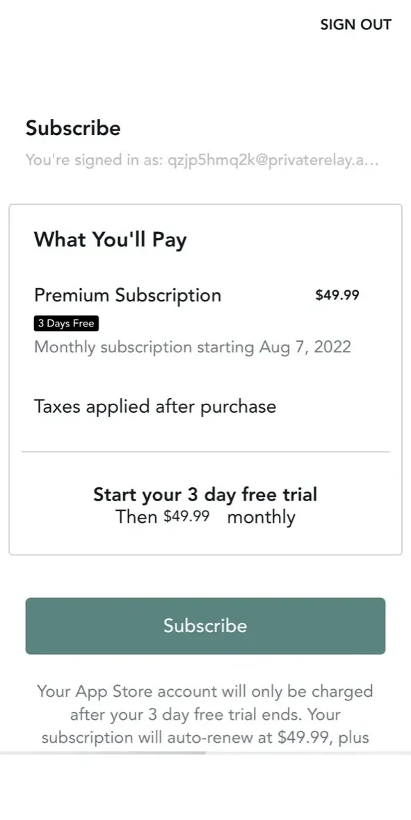 Birth Recovery Center paywall screen