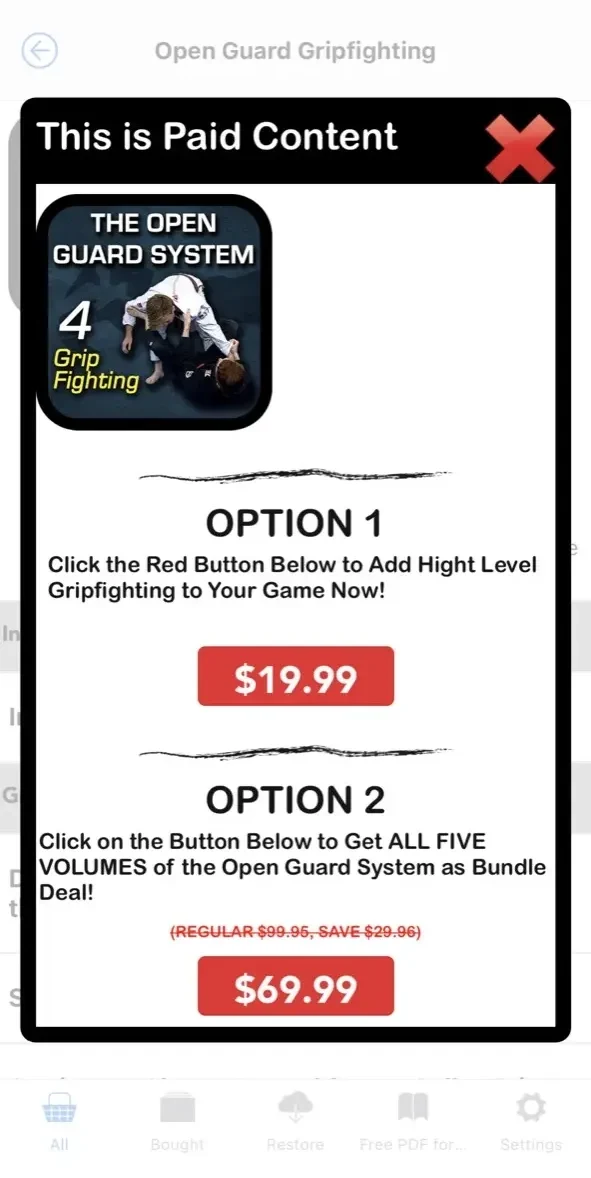 BJJ Master App paywall screen