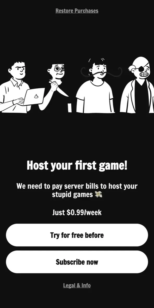 Black Humor paywall screen