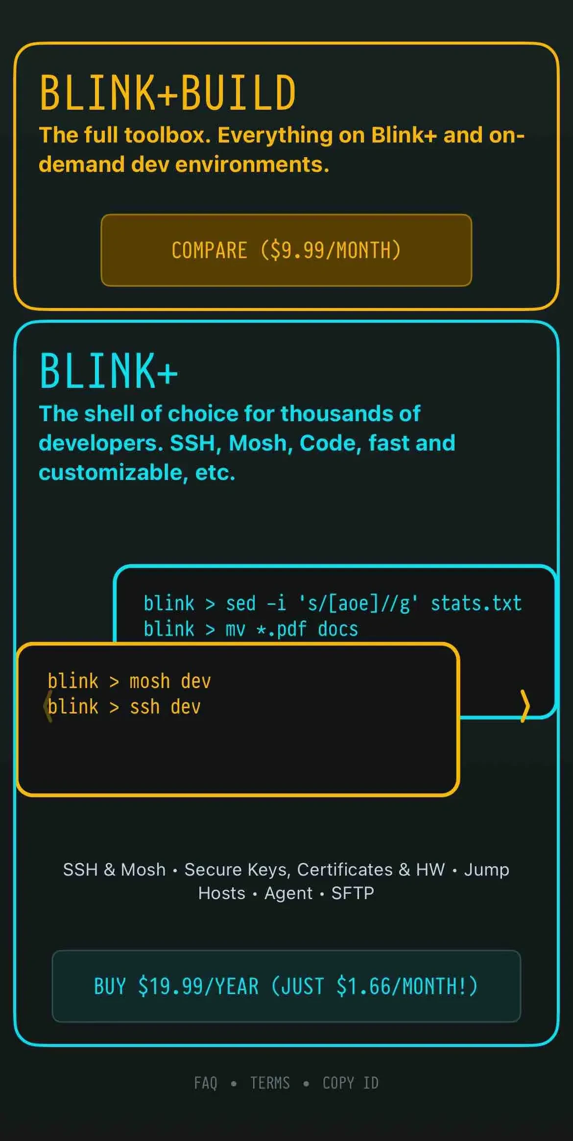 Blink Shell paywall screen
