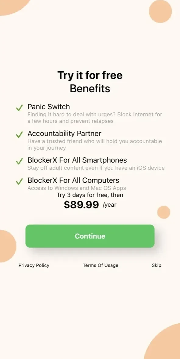 BlockerX paywall screen