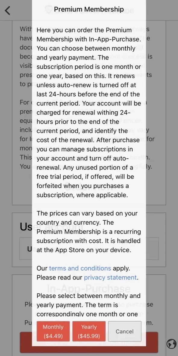BloodPressureDB paywall screen