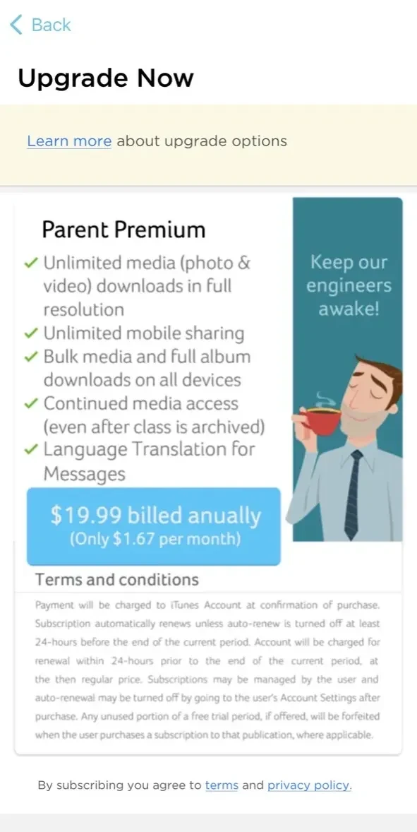 Bloomz paywall screen