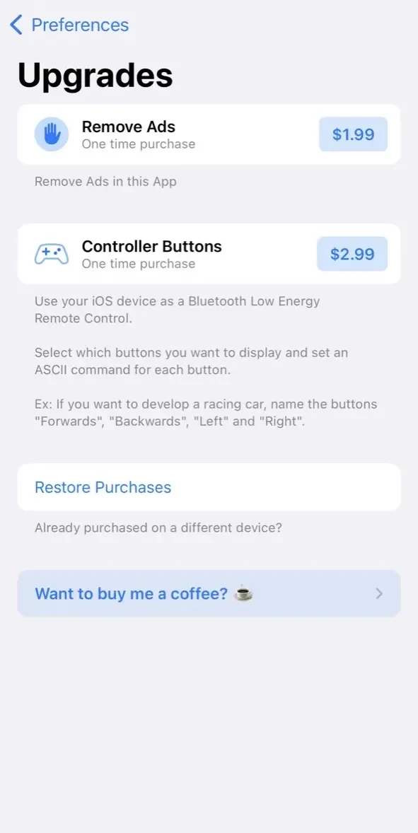 Bluetooth Terminal paywall screen