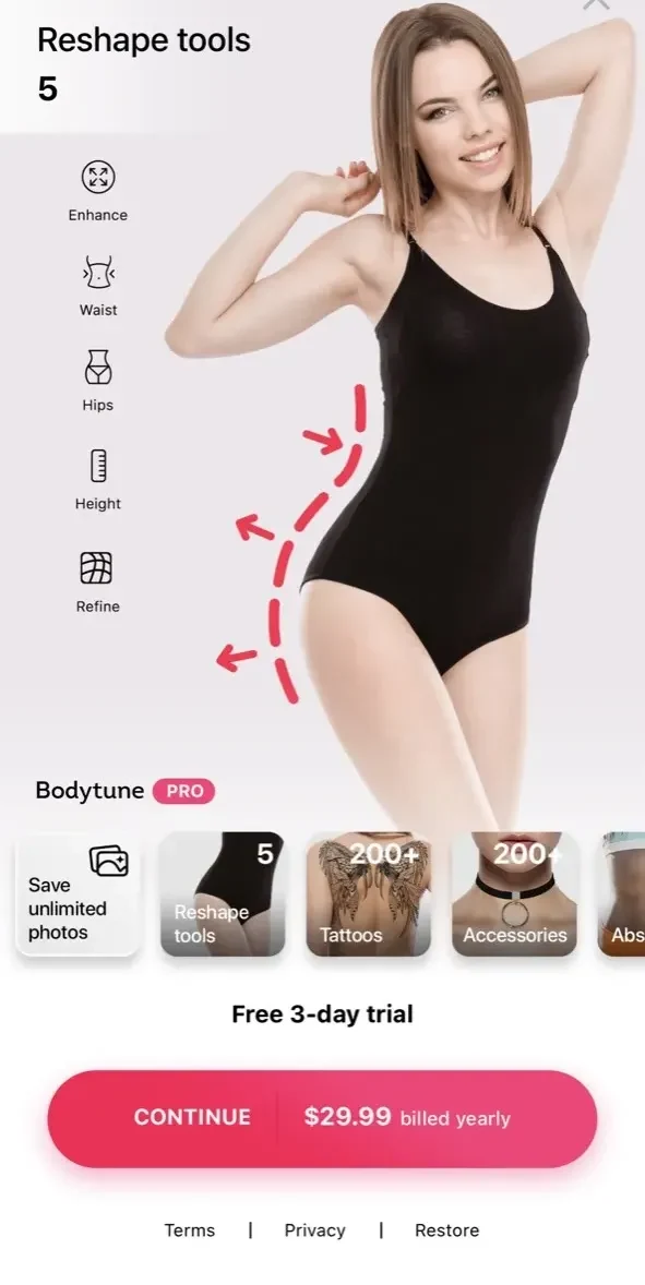 Body Tune paywall screen