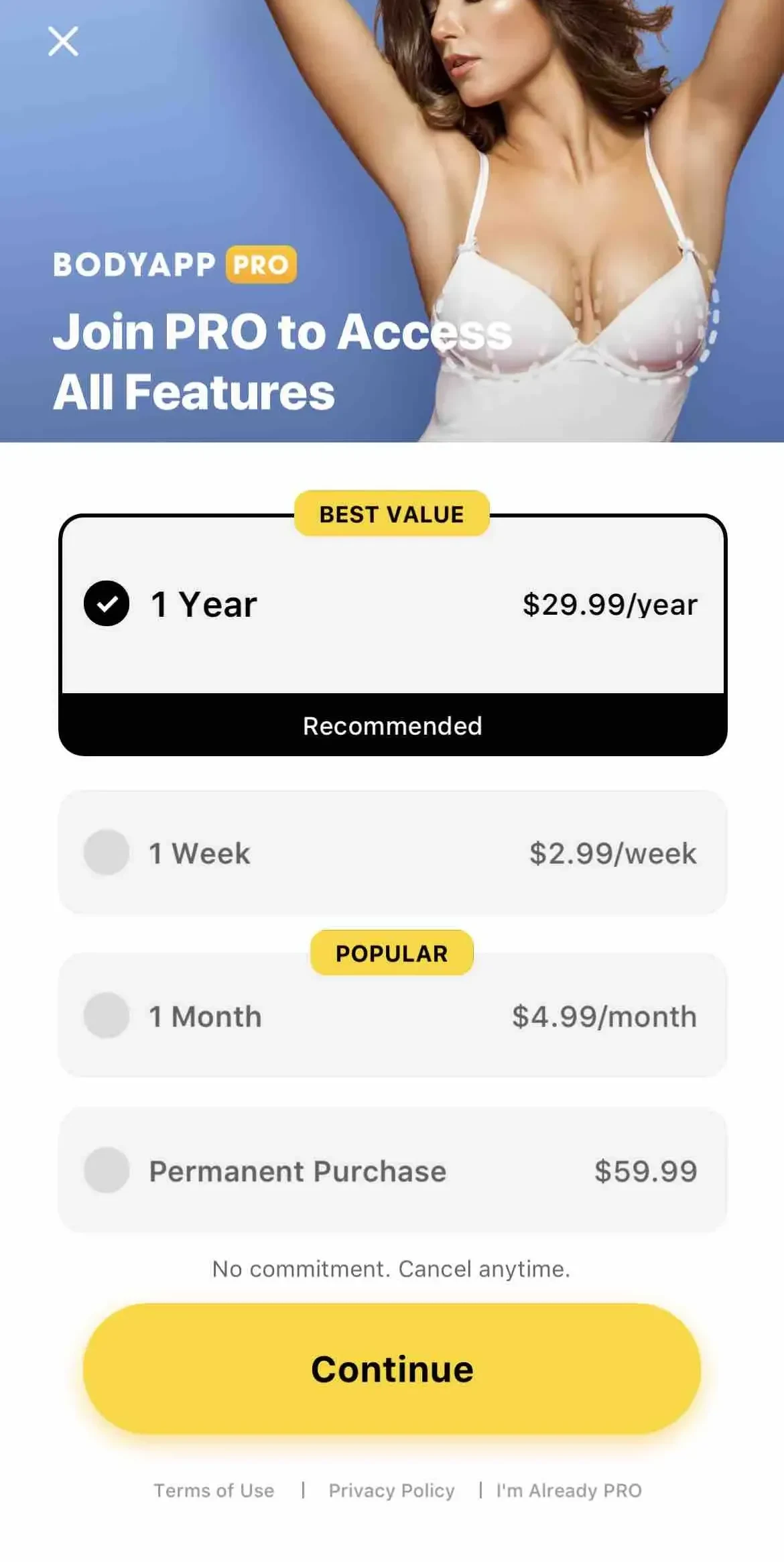 BodyApp paywall screen