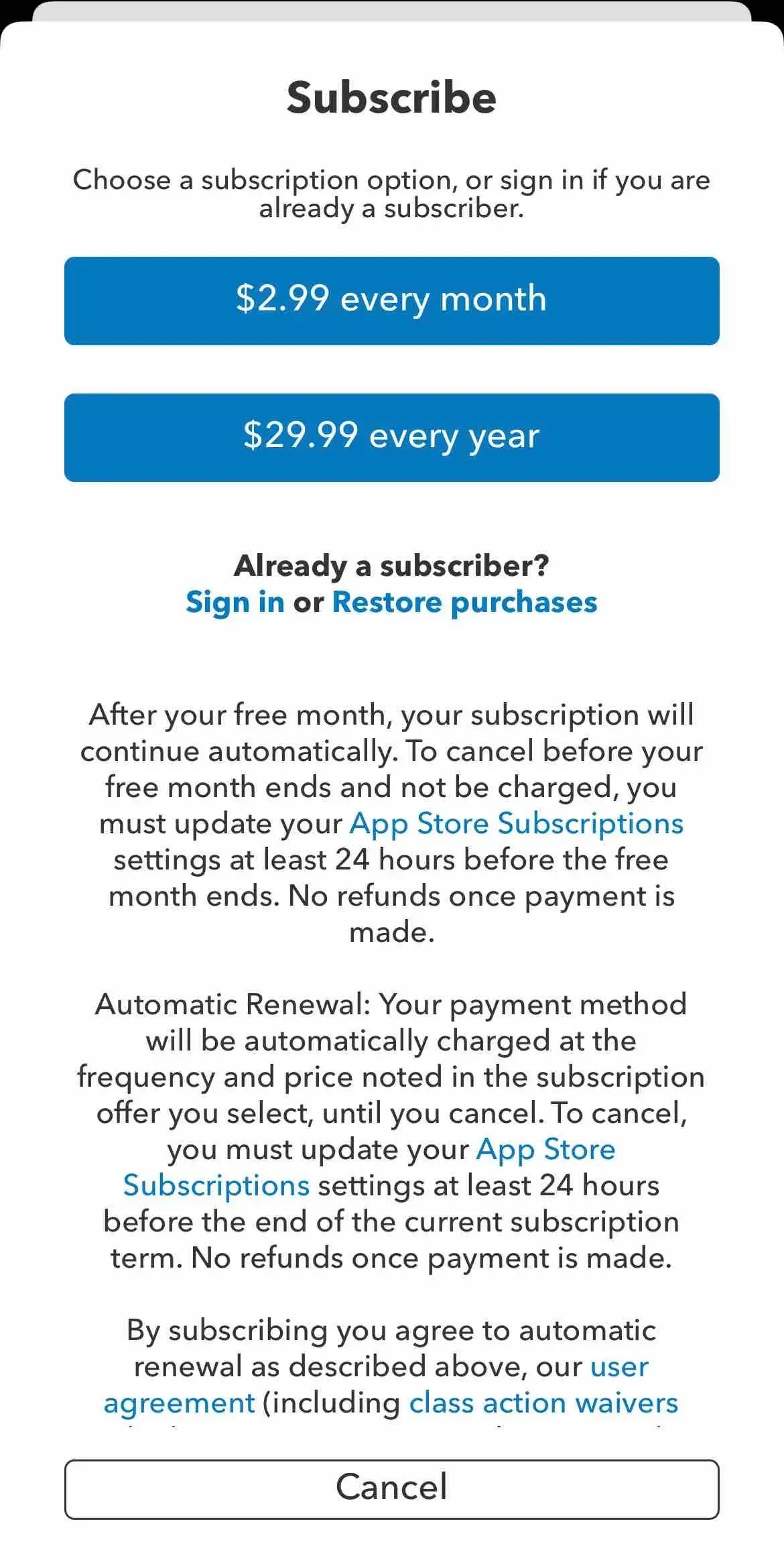 Bon Appetit paywall screen