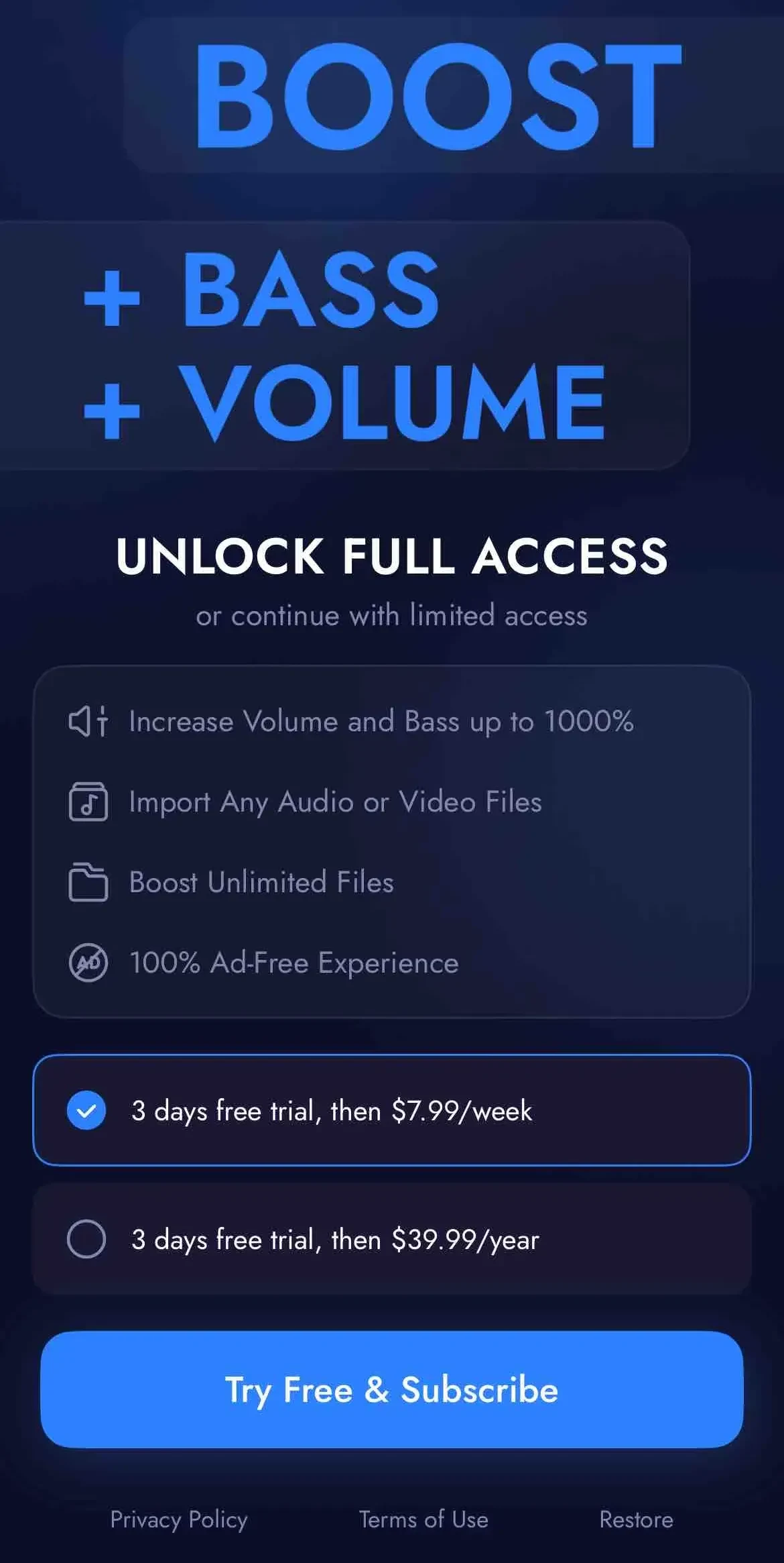 BOO paywall screen