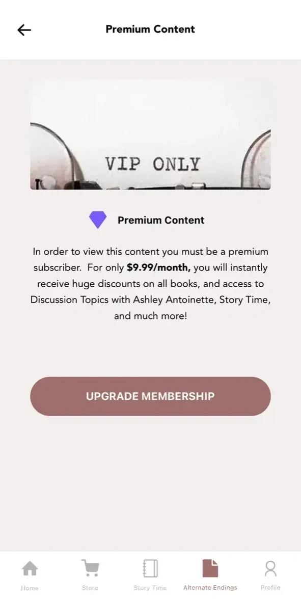 Book Lovers App paywall screen