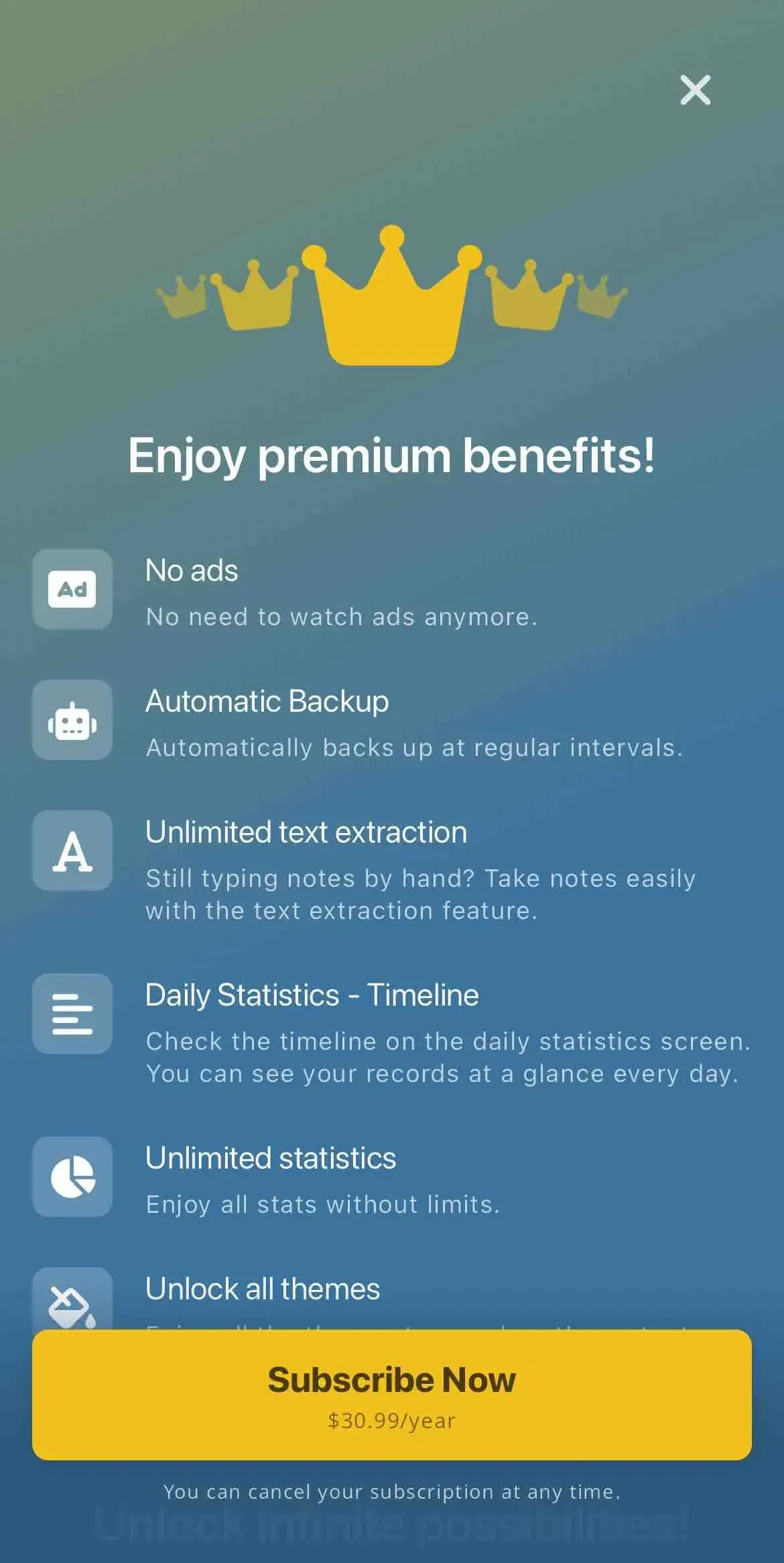 Bookmory paywall screen
