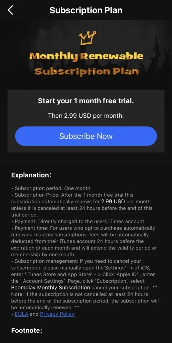 Boomplay paywall screen