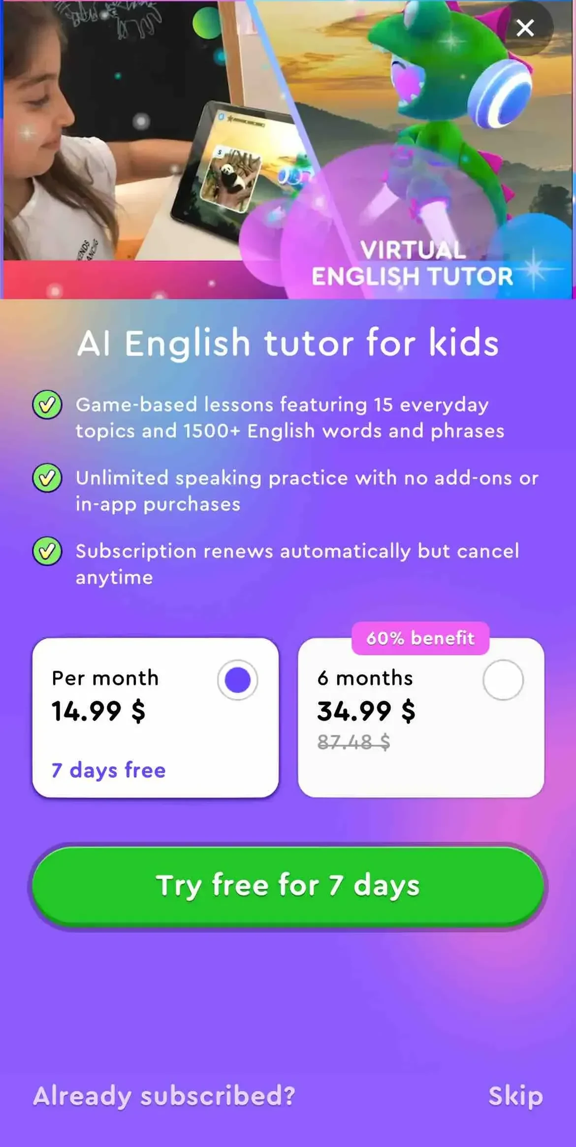Buddy.ai paywall screen