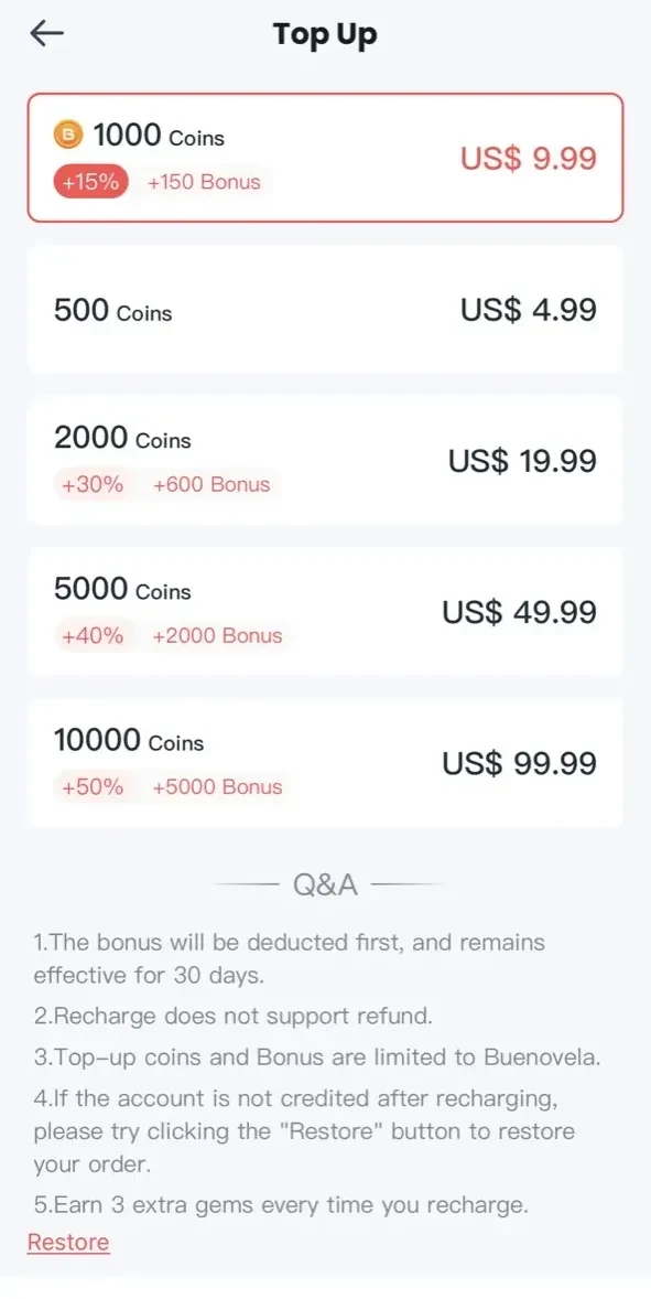 BueNovela paywall screen