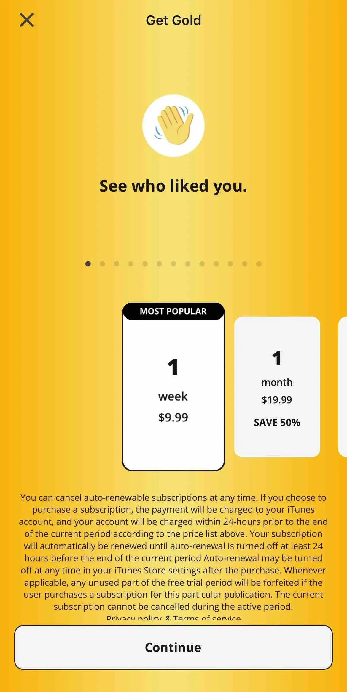 Bumpy paywall screen