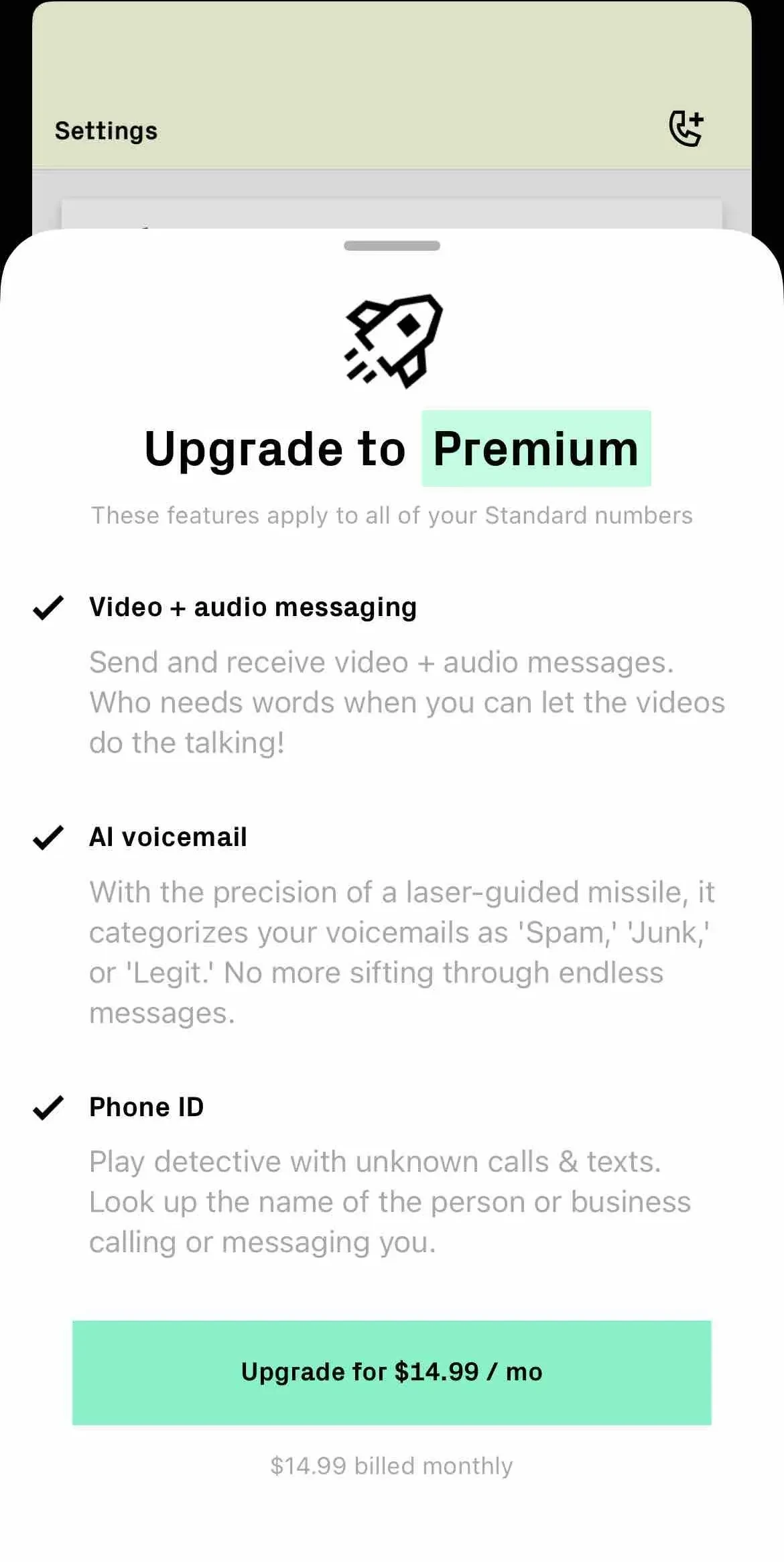 Burner paywall screen