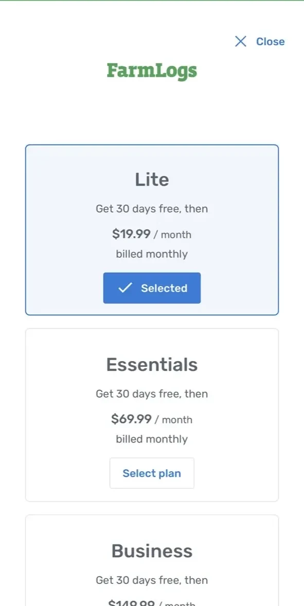 Bushel Farm paywall screen