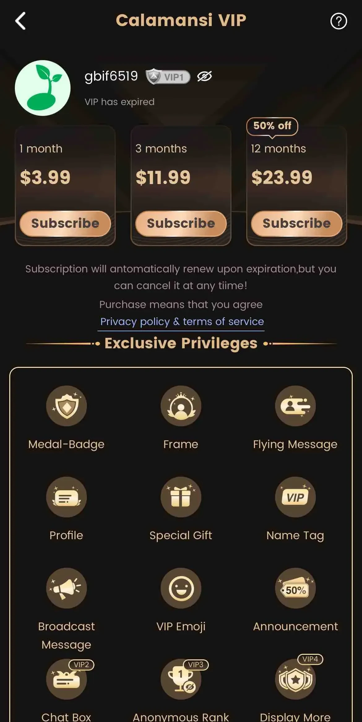 Calamansi paywall screen