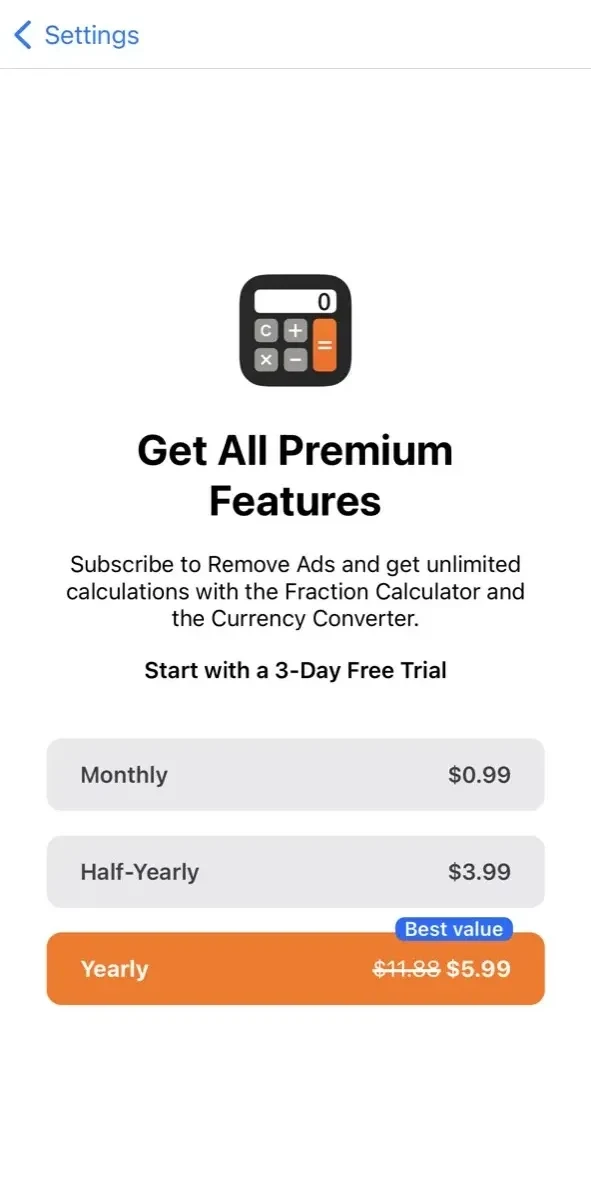Calculator₊ paywall screen