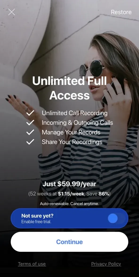 Call Recorder App ◎ACR GETCall paywall screen