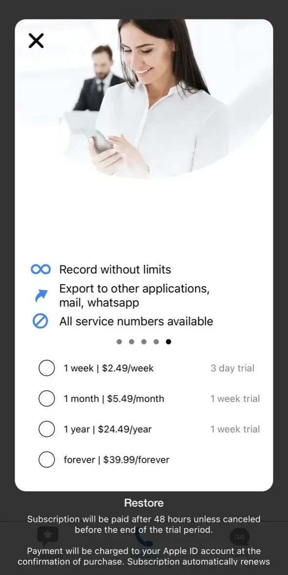 Cally paywall screen