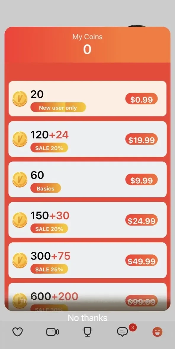 Cam Chat paywall screen