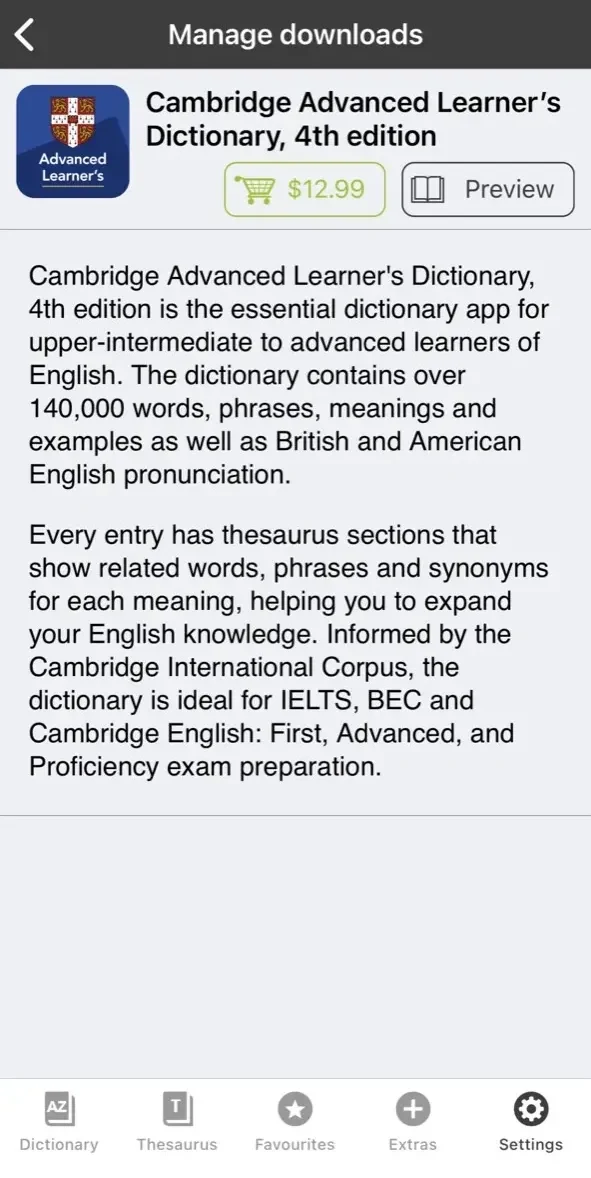 Cambridge English Dictionary paywall screen