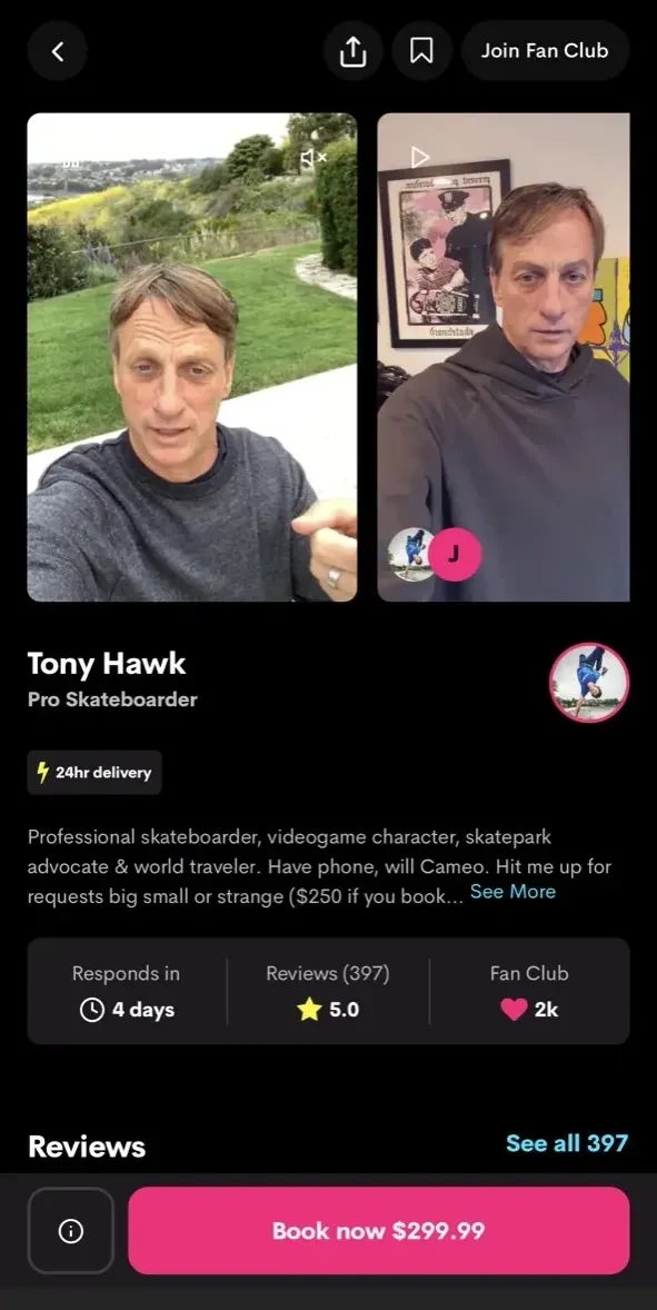 Cameo paywall screen