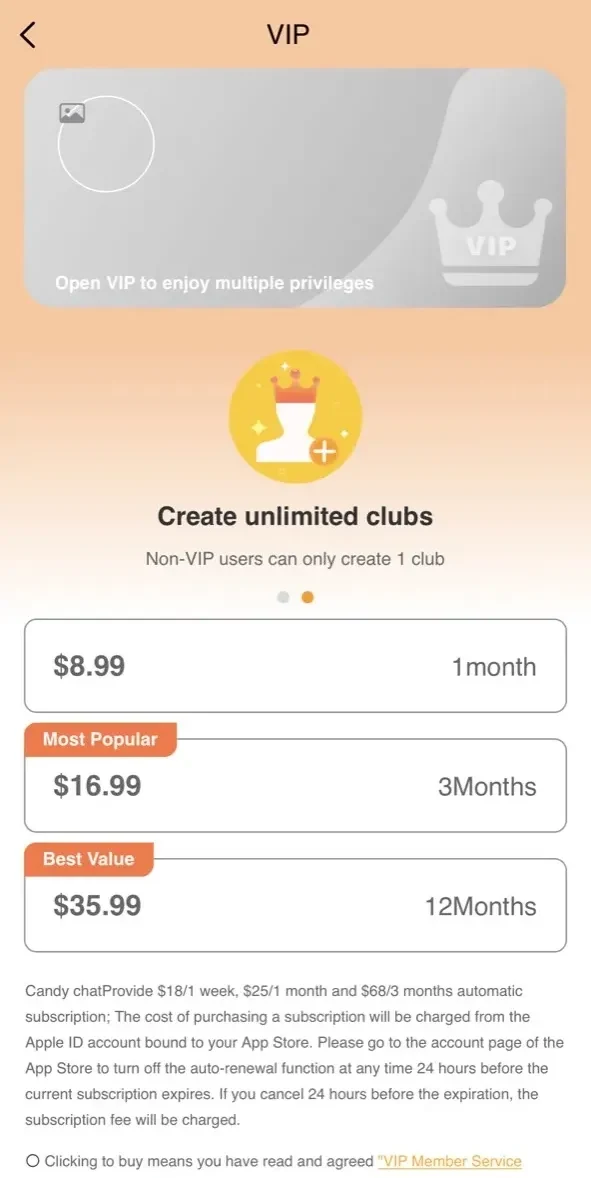 Candy Chat paywall screen