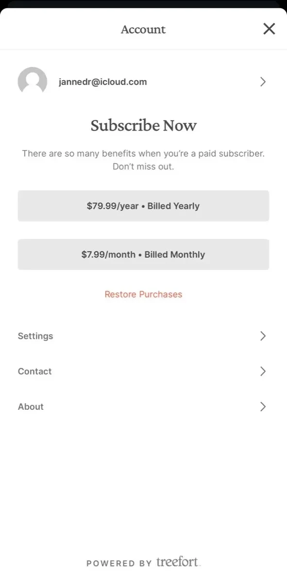 Canon+ paywall screen