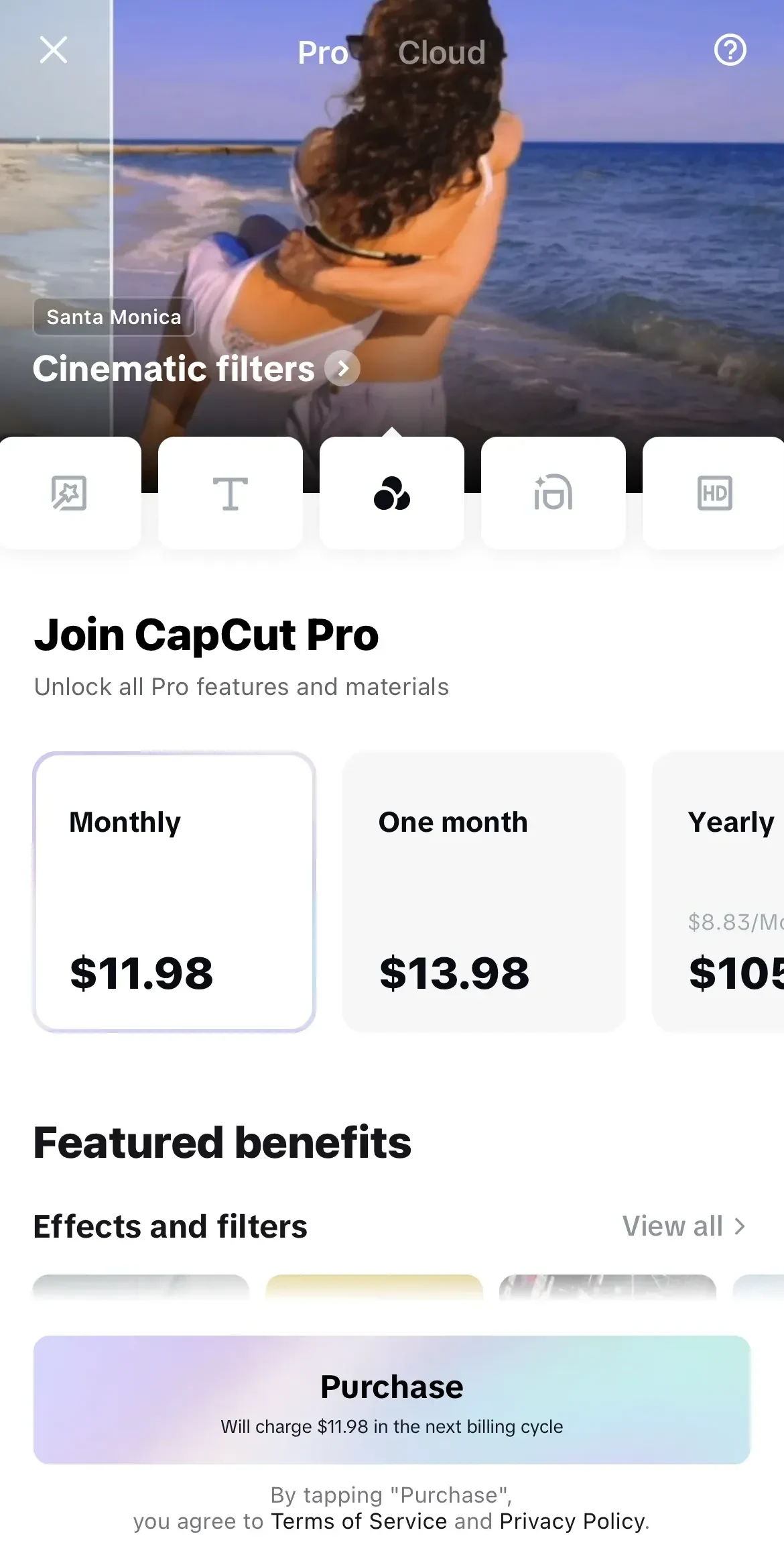CapCut paywall screen