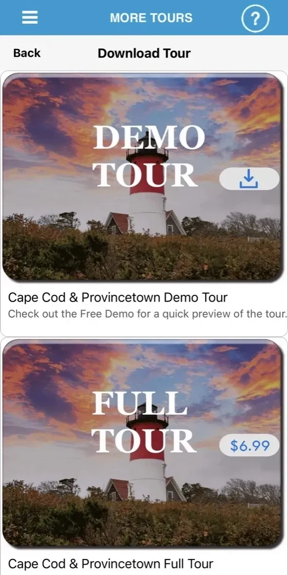 Cape Cod GPS Audio Tour paywall screen
