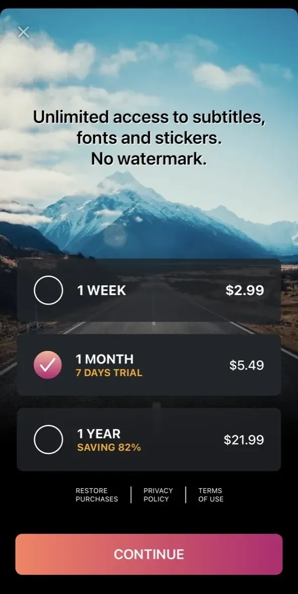 Captio paywall screen