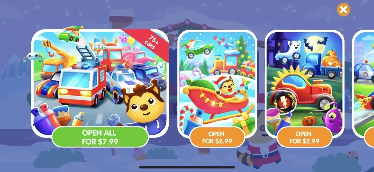 Car games for kids & toddlers paywall screen